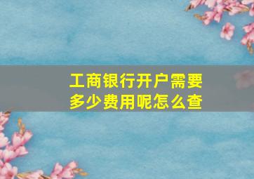 工商银行开户需要多少费用呢怎么查