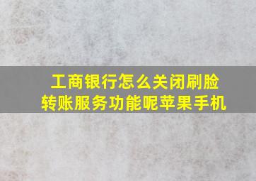 工商银行怎么关闭刷脸转账服务功能呢苹果手机