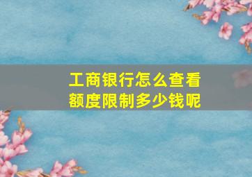 工商银行怎么查看额度限制多少钱呢