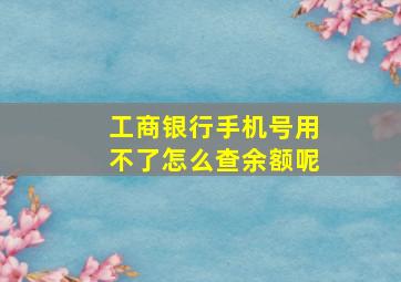 工商银行手机号用不了怎么查余额呢