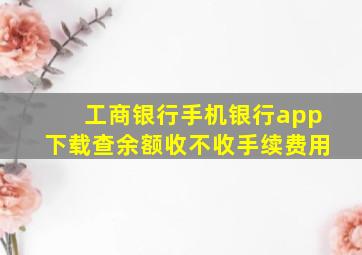 工商银行手机银行app下载查余额收不收手续费用