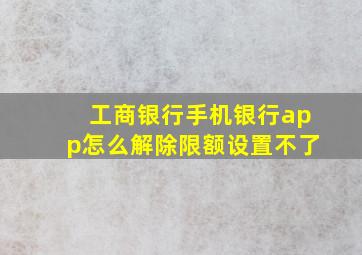 工商银行手机银行app怎么解除限额设置不了