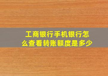 工商银行手机银行怎么查看转账额度是多少