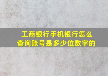 工商银行手机银行怎么查询账号是多少位数字的