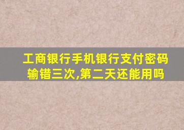 工商银行手机银行支付密码输错三次,第二天还能用吗