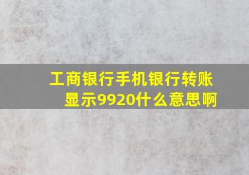 工商银行手机银行转账显示9920什么意思啊