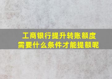 工商银行提升转账额度需要什么条件才能提额呢