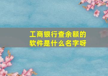 工商银行查余额的软件是什么名字呀