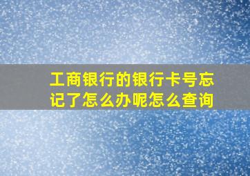 工商银行的银行卡号忘记了怎么办呢怎么查询