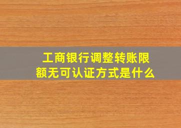 工商银行调整转账限额无可认证方式是什么