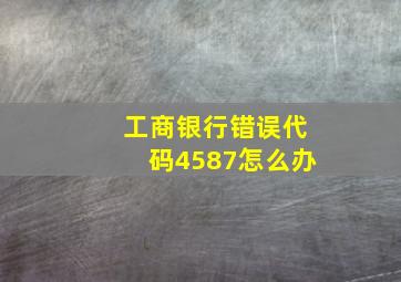 工商银行错误代码4587怎么办