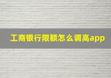 工商银行限额怎么调高app