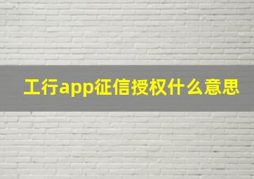 工行app征信授权什么意思