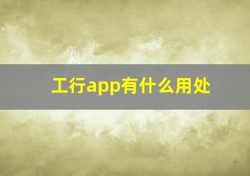 工行app有什么用处