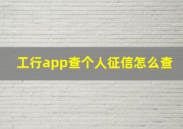 工行app查个人征信怎么查