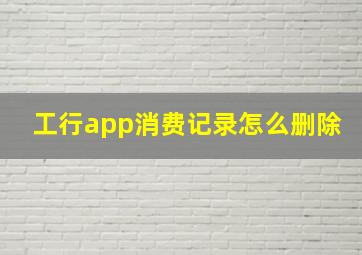 工行app消费记录怎么删除