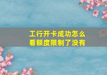 工行开卡成功怎么看额度限制了没有