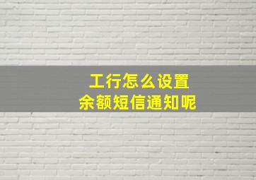 工行怎么设置余额短信通知呢