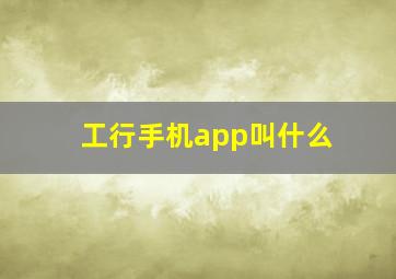 工行手机app叫什么