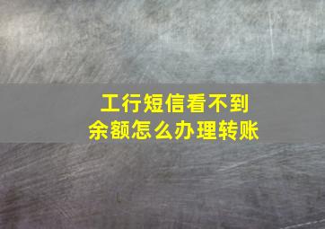 工行短信看不到余额怎么办理转账