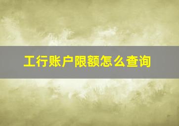 工行账户限额怎么查询