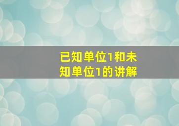 已知单位1和未知单位1的讲解