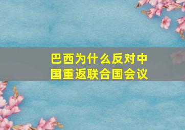 巴西为什么反对中国重返联合国会议