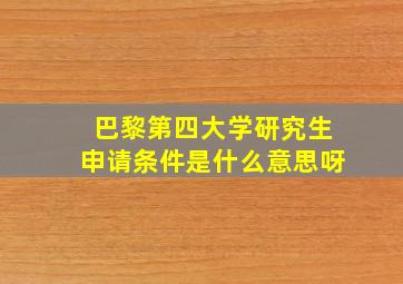 巴黎第四大学研究生申请条件是什么意思呀