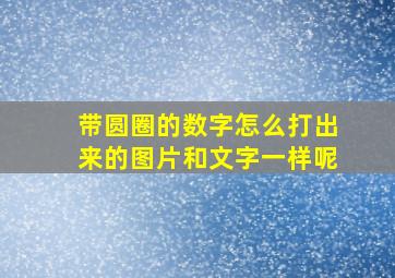 带圆圈的数字怎么打出来的图片和文字一样呢