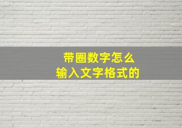 带圈数字怎么输入文字格式的