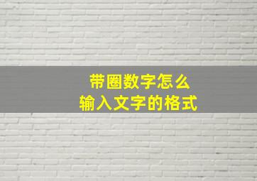 带圈数字怎么输入文字的格式