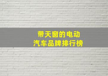 带天窗的电动汽车品牌排行榜