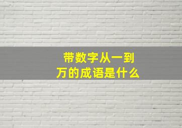 带数字从一到万的成语是什么