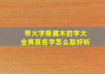 带火字旁属木的字大全男孩名字怎么取好听