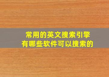 常用的英文搜索引擎有哪些软件可以搜索的