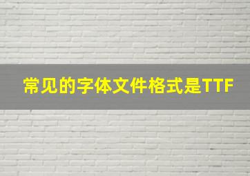 常见的字体文件格式是TTF