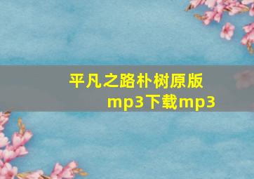 平凡之路朴树原版mp3下载mp3