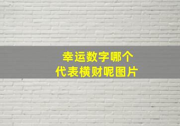 幸运数字哪个代表横财呢图片