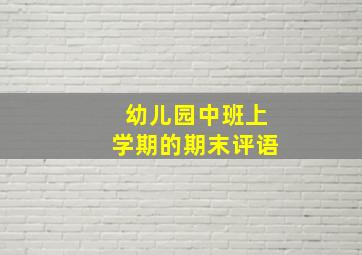 幼儿园中班上学期的期末评语