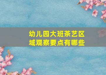 幼儿园大班茶艺区域观察要点有哪些