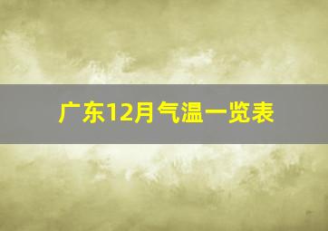 广东12月气温一览表