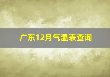 广东12月气温表查询