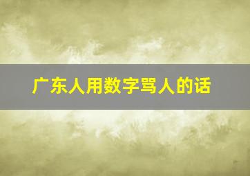 广东人用数字骂人的话