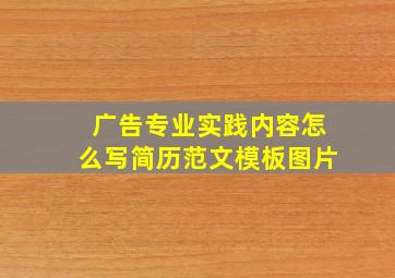 广告专业实践内容怎么写简历范文模板图片