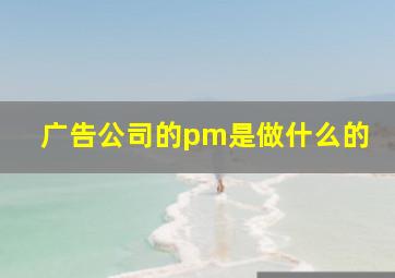 广告公司的pm是做什么的