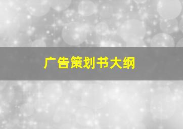 广告策划书大纲