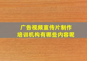 广告视频宣传片制作培训机构有哪些内容呢