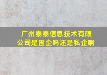 广州泰泰信息技术有限公司是国企吗还是私企啊