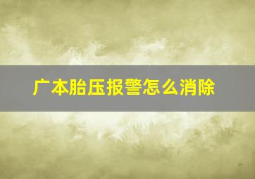 广本胎压报警怎么消除