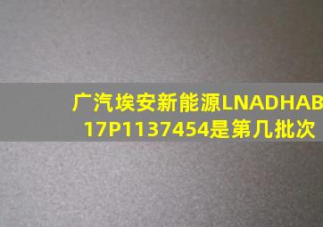 广汽埃安新能源LNADHAB17P1137454是第几批次